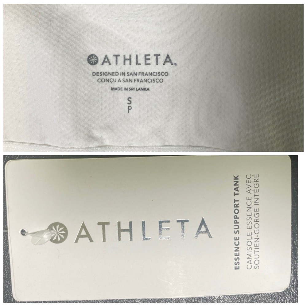 ATHLETA Essence Support Tank Top Removable Pads Side Slits Workout White Size Sm - Picture 7 of 9